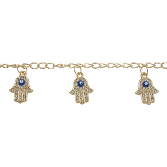 Gold Metal Hamsa Hand Beads, 14mm by Bead Landing™